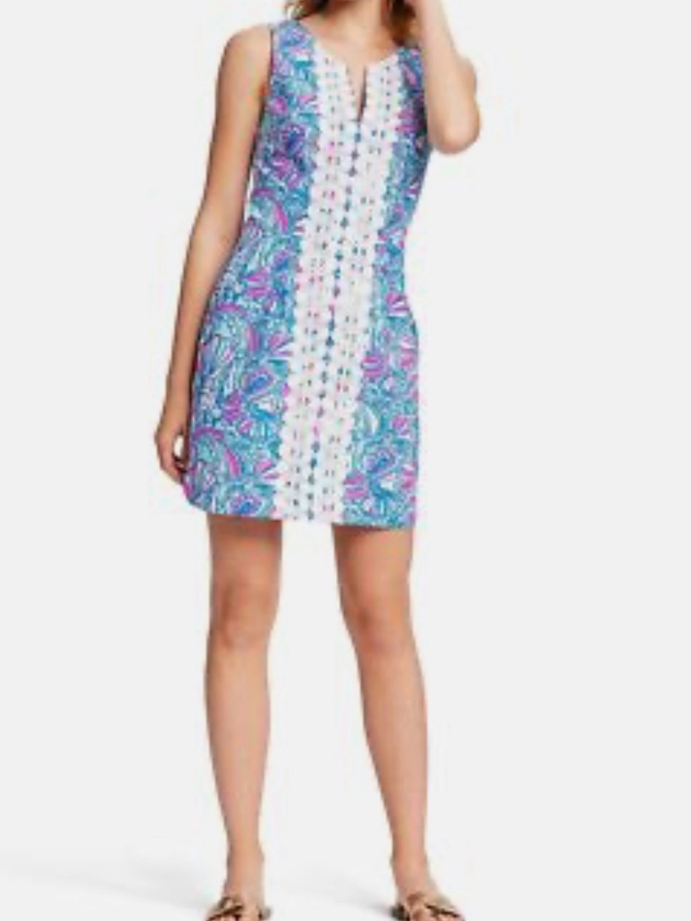 Lilly Pulitzer For Target My Fans Sleeveless Shift Dress with Lace Detail.